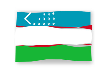 Uzbekistan flag  - stylish flag mosaic of colorful papercuts. Vector illustration with dropped shadow isolated on white background