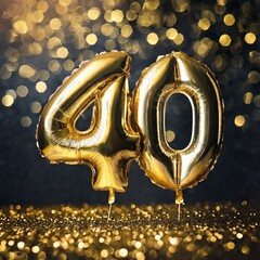40 urodziny balony - obrazy, fototapety, plakaty