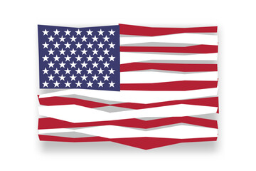 United States of America flag  - stylish flag mosaic of colorful papercuts. Vector illustration with dropped shadow isolated on white background