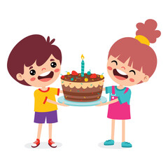 Illustration Of Kids With Cake