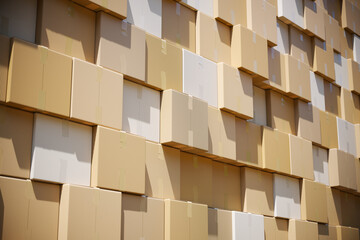 Close-up of Multiple Stacked Cardboard Boxes Forming A Geometric Pattern