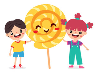 Illustration Of Kid With Candy