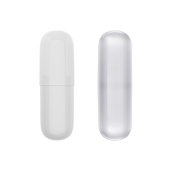 Empty white capsule and Empty glass capsule, medical pill, transparent background