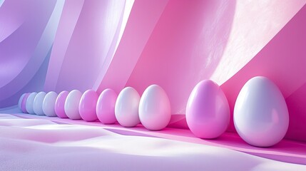 Photo, banner, simple, minimalist, easter eggs made of light pink and deep purple designs