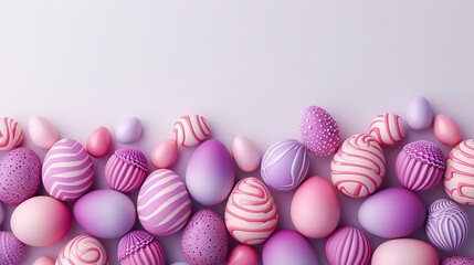Fototapeta na wymiar Photo, banner, simple, minimalist, easter eggs made of light pink and deep purple designs
