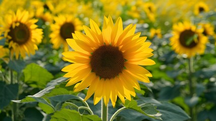 Obraz premium Bright and beautiful sunflower stands out in elegant background