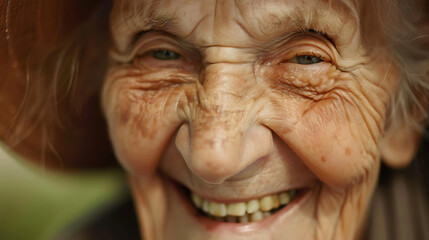 Fototapeta na wymiar Close-up photo of old woman, beutiful old lady smiling 
