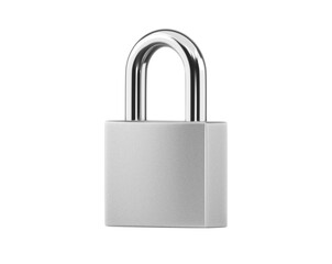 Locked silver color Padlock on, transparent background © Retouch man