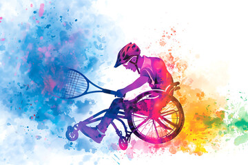 an athlete in a wheelchair plays tennis. desire to win. overcoming life's difficulties