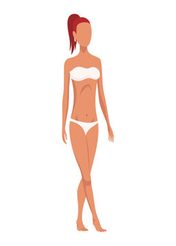 Female figure type. Women in lingerie showing body shape. Women in underwear. Main woman figure shape. Flat  illustrations isolated on white background