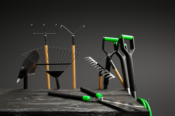 Premium Garden Tools Display: Ergonomic Handles, Rakes, Shears, Spades - 767123622