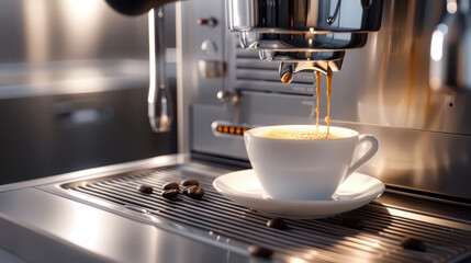 Close-Up of Coffee Being Added to Espresso Machine