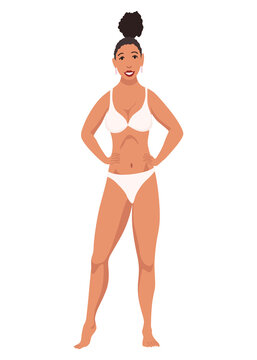 Female figure type. Women in lingerie showing body shape. Women in underwear. Main woman figure shape. Flat  illustrations isolated on white background