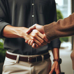 close up of people shaking hands