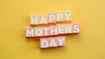 Bright yellow pastel pink colored background for happy Mothers Day