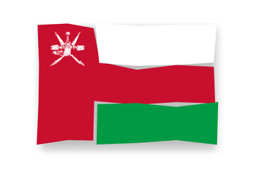 Oman flag  - stylish flag mosaic of colorful papercuts. Vector illustration with dropped shadow isolated on white background
