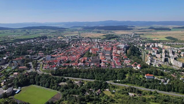 Flight over of old town Levoca, small medieval town in Slovakia. 2.5x speeded up from 24 fps.