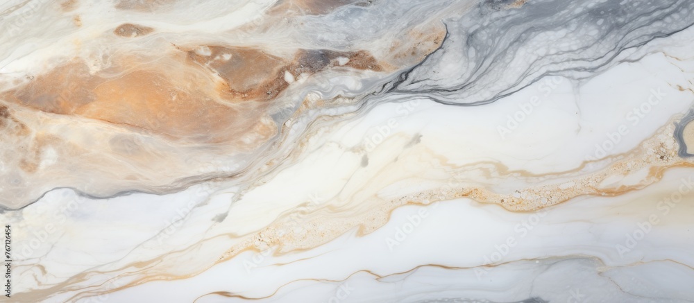 Poster a detailed closeup of a marble texture resembling a painting, showcasing intricate patterns and swir