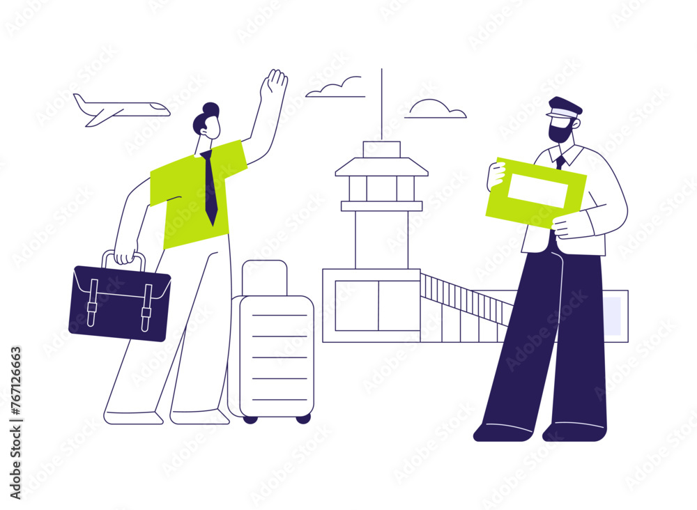 Wall mural Airport meeting service abstract concept vector illustration.