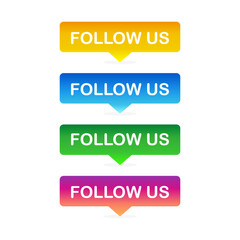 Button Follow us on white background. Vector illustration