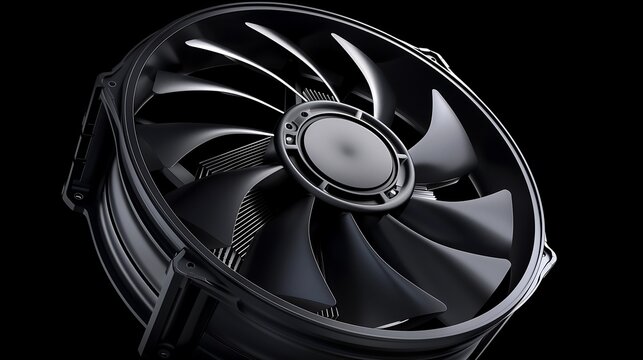 Close-Up of Black Computer Cooling Fan