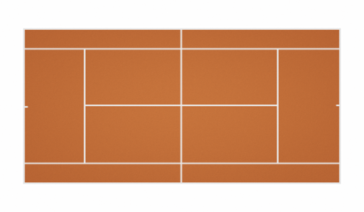 Top view. of tennis ground court, transparent background