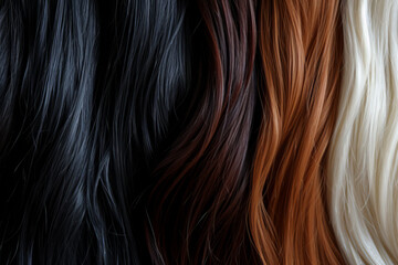 Rich and Diverse Hair Colors in Various Shades and Curls - obrazy, fototapety, plakaty