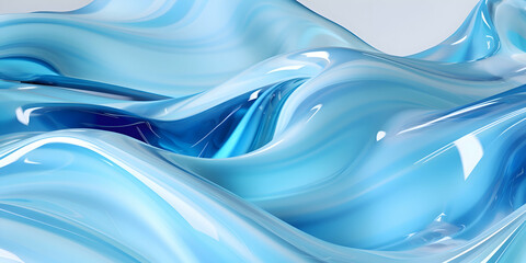 3d rendering Curve Silver Blue Fluid Liquid Wallpaper. Turquise Water Color Swirl Gradient Mesh. Vivid cream Vibrant Smooth Surface. Blurred Water Multicolor Gradient Background Generative AI