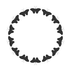 Framing from butterflies with blank space. Circle frame graphic design template. Symbol isolated on white background. Vector illustration