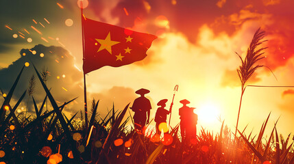 Illustration of the independence day of Vietnam with Vietnam independence symbols.