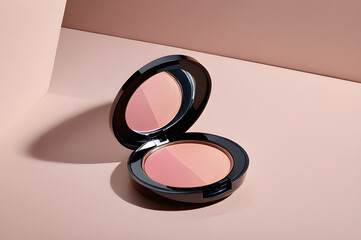 Compact blusher adding natural-looking color to cheeks, elegant simplicity housed in soft-hued pac.
Generative AI.
 - obrazy, fototapety, plakaty