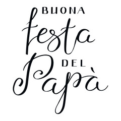 Buona Festa Del Papa, Happy Fathers Day in Italian handwritten typography, hand lettering. Hand drawn vector illustration, isolated text, quote. Fathers day design, card, banner element - obrazy, fototapety, plakaty