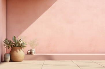 Fototapeta premium pink outdoor wall on morning
