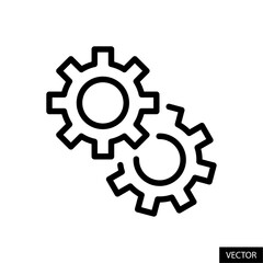 Settings, gear, cog wheels vector icon in line style design for website, app, UI, isolated on white background. Editable stroke. Vector illustration.