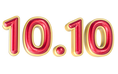 Realistic text illustration for 10.10 singles day sales