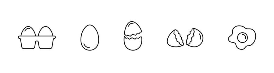 Eggs icon set. Chicken Egg and broken egg icons. Fried egg vector icon collection