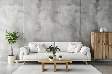 Modern Scandinavian Living Room in Concrete House