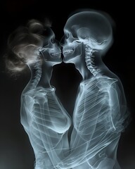 x ray image of couple kissing