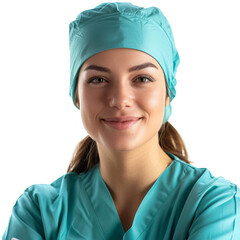Smiling medical professional isolated on white background