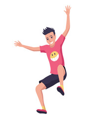 Kids jumping icon. Child activities design element. Indoor or outdoor fun, fitness jumping. Acrobatic and gymnastic exercises.  illustration