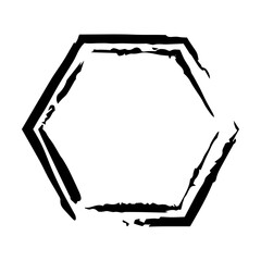 Hexagon grunge texture element frame border shape icon for decorative vintage doodle for design in vector illustration