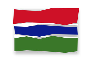 Gambia flag  - stylish flag mosaic of colorful papercuts. Vector illustration with dropped shadow isolated on white background