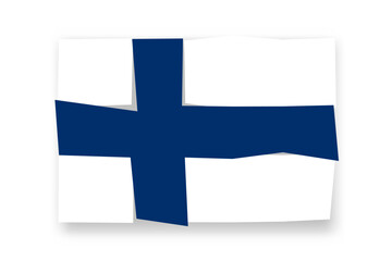 Obraz premium Finland flag - stylish flag mosaic of colorful papercuts. Vector illustration with dropped shadow isolated on white background