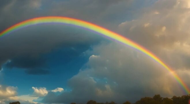 Beautiful 3D view of a rainbow in the sky, amazing nature