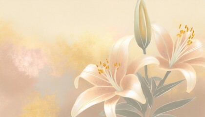 pattern drawing of beautiful lily flower on the pastel background