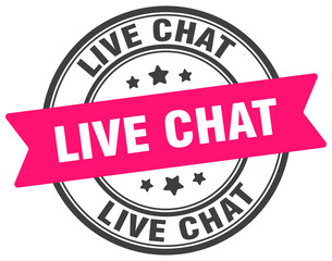 live chat stamp. live chat label on transparent background. round sign