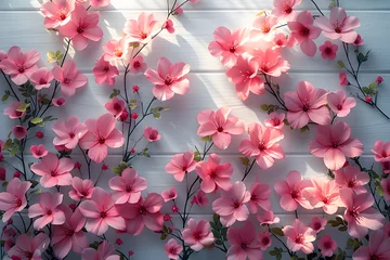 Keuken spatwand met foto pink and white flowers © CherrysDesigns