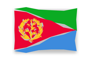 Eritrea flag  - stylish flag mosaic of colorful papercuts. Vector illustration with dropped shadow isolated on white background