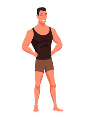 Fototapeta premium Male figure type icon. Body front view. Human anatomy, man standing shape. illustration in cartoon style