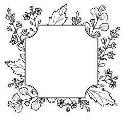 Vintage flower frame isolated on white background. Hand-drawn vector illustration.
